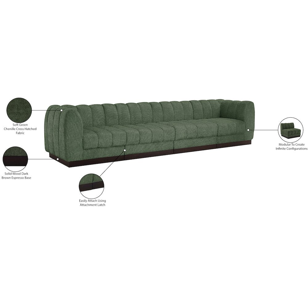 Quinn Green Chenille Fabric Modular Sofa