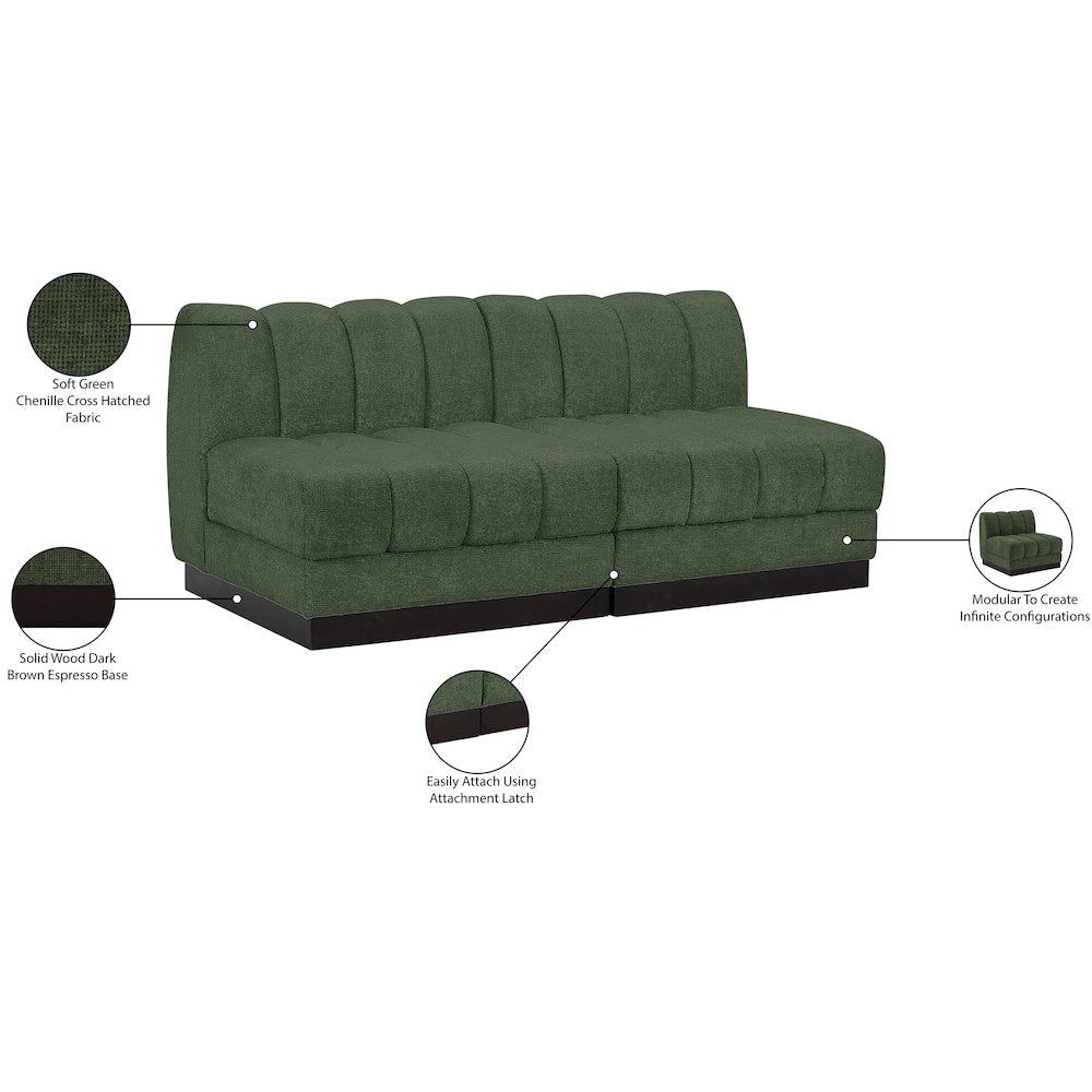 Quinn Green Chenille Fabric Modular Sofa