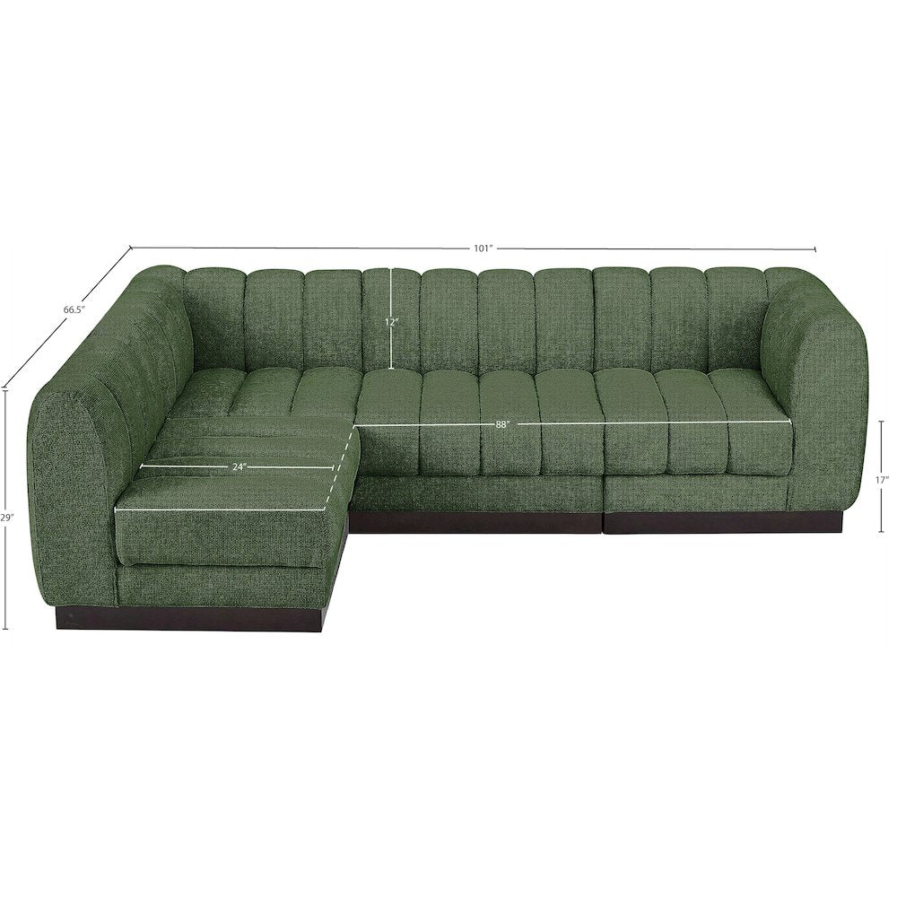 Quinn Green Chenille Fabric Modular Sectional