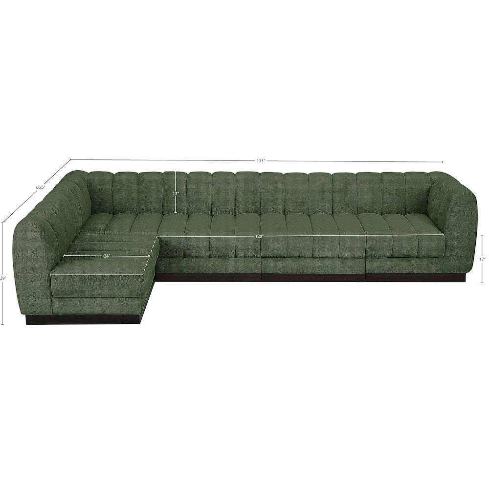 Quinn Green Chenille Fabric Modular Sectional