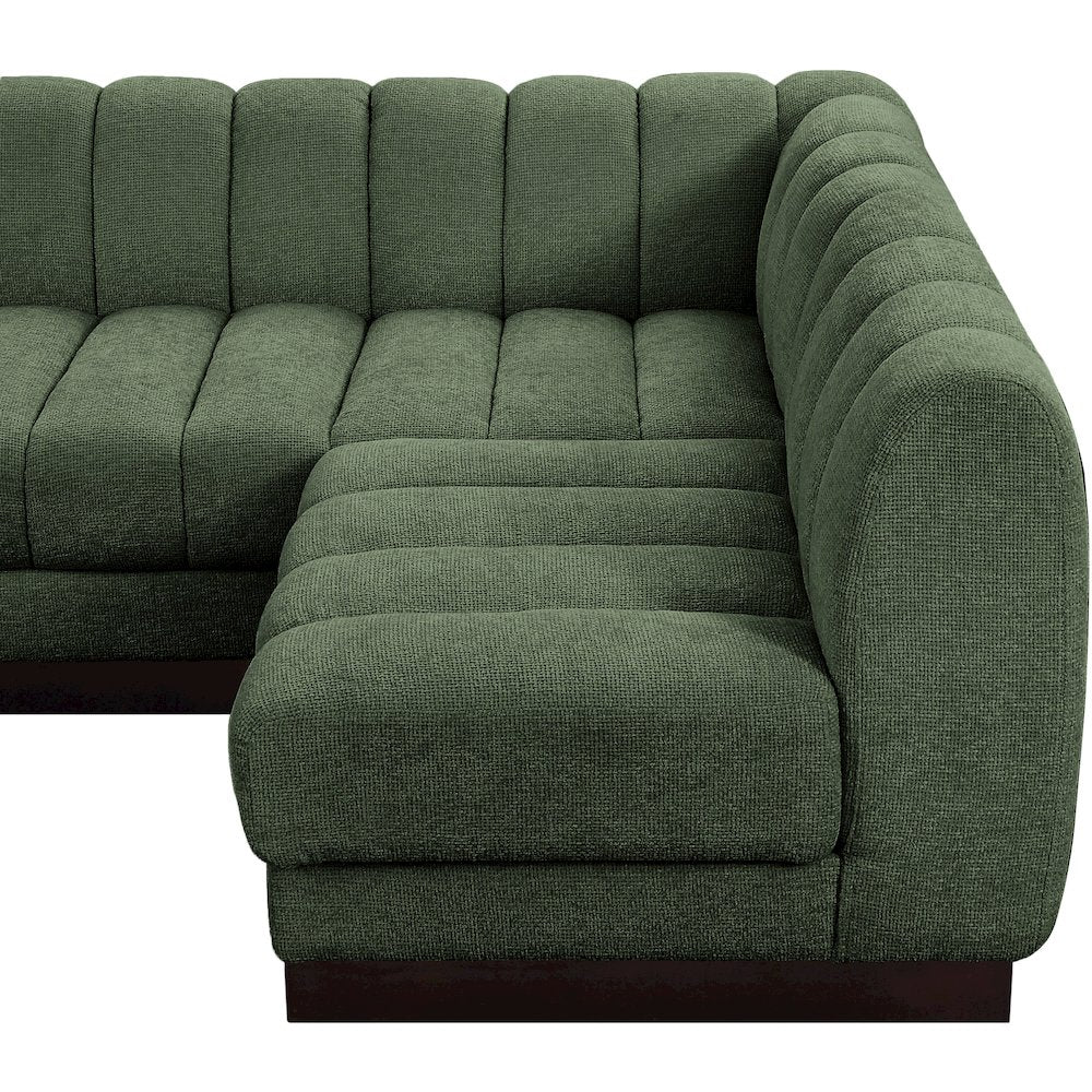 Quinn Green Chenille Fabric Modular Sectional