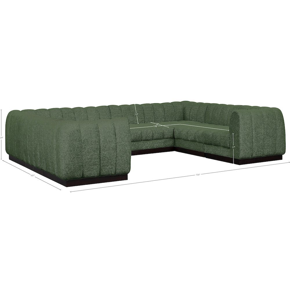 Quinn Green Chenille Fabric Modular Sectional