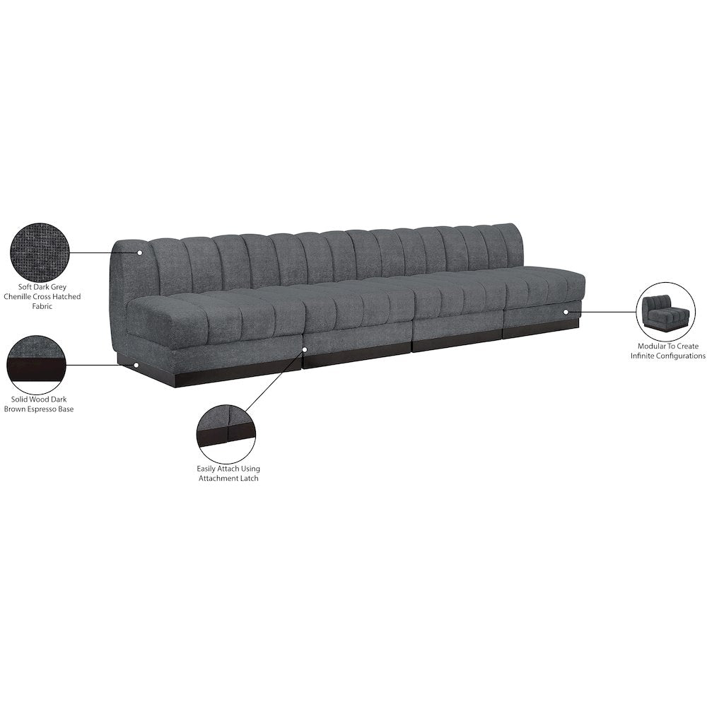 Quinn Grey Chenille Fabric Modular Sofa