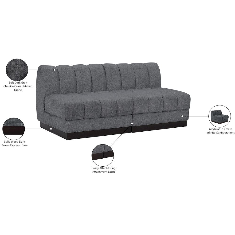 Quinn Grey Chenille Fabric Modular Sofa
