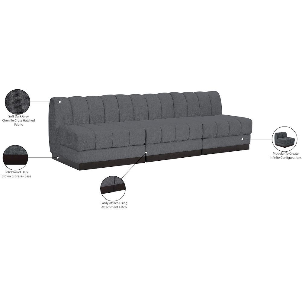 Quinn Grey Chenille Fabric Modular Sofa