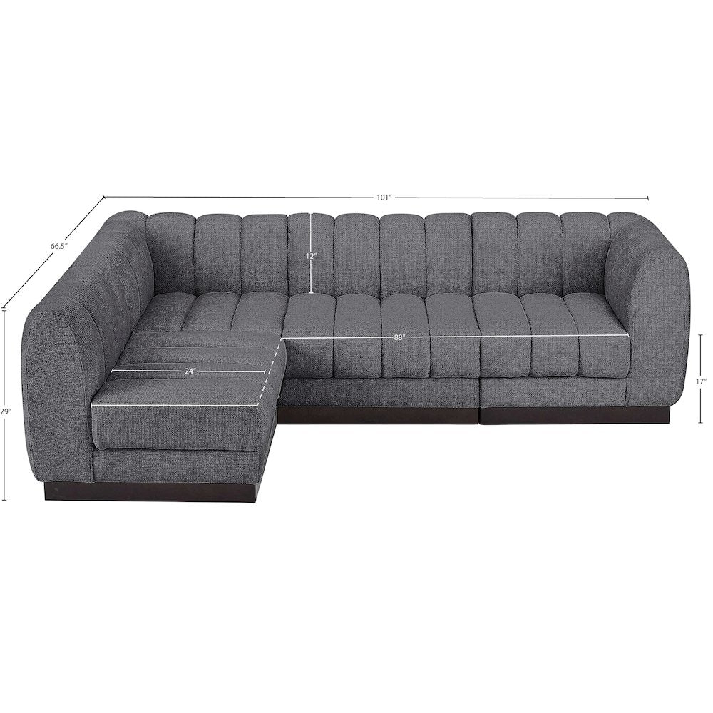 Quinn Grey Chenille Fabric Modular Sectional
