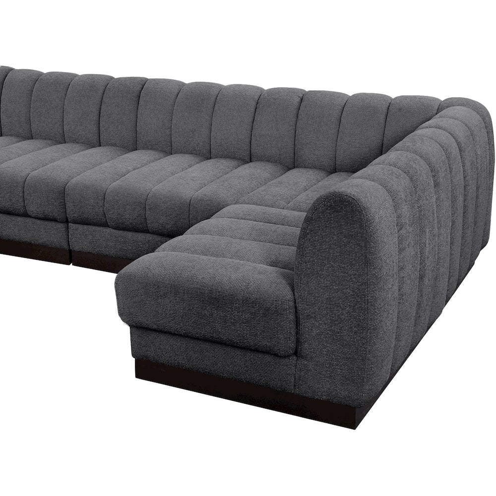 Quinn Grey Chenille Fabric Modular Sectional