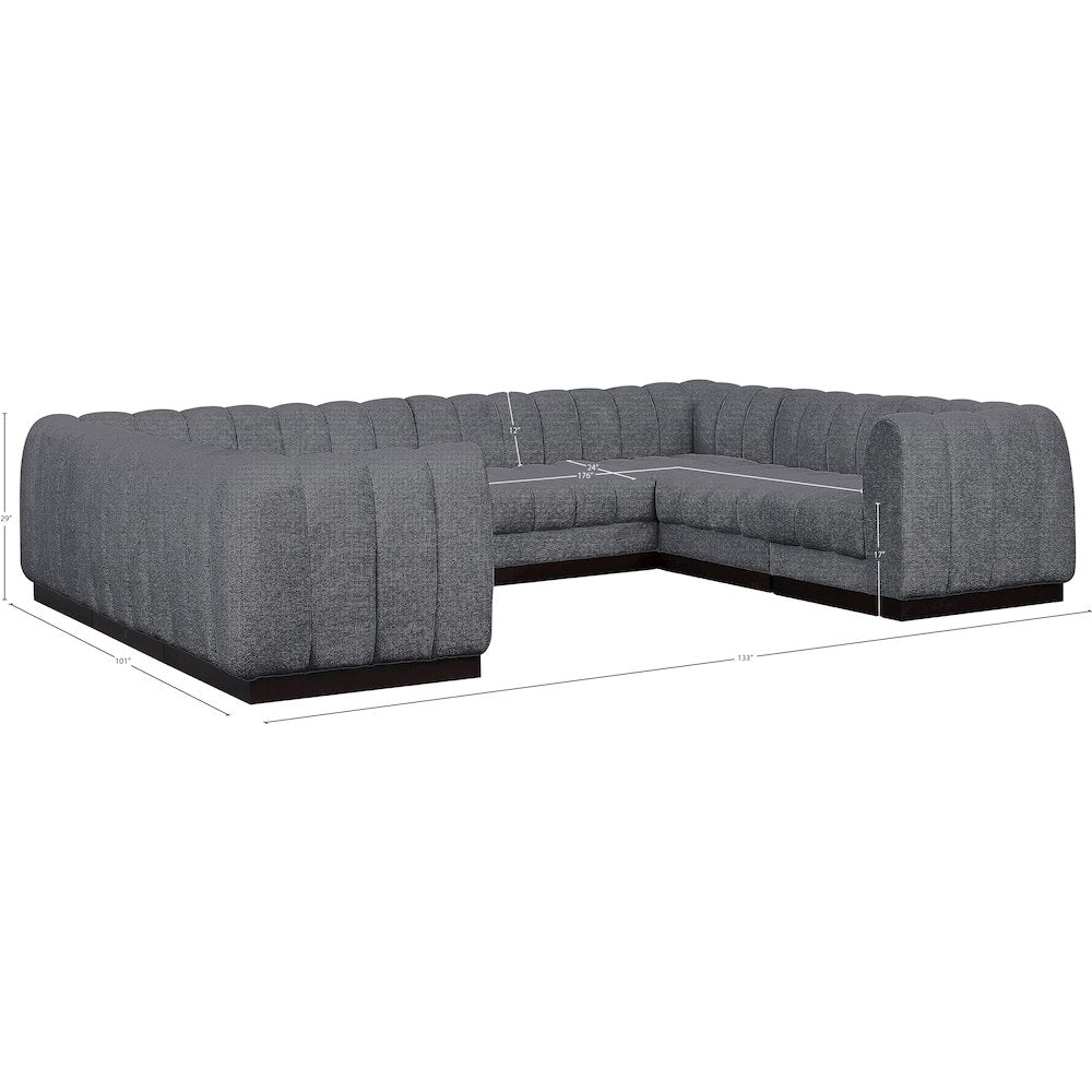 Quinn Grey Chenille Fabric Modular Sectional