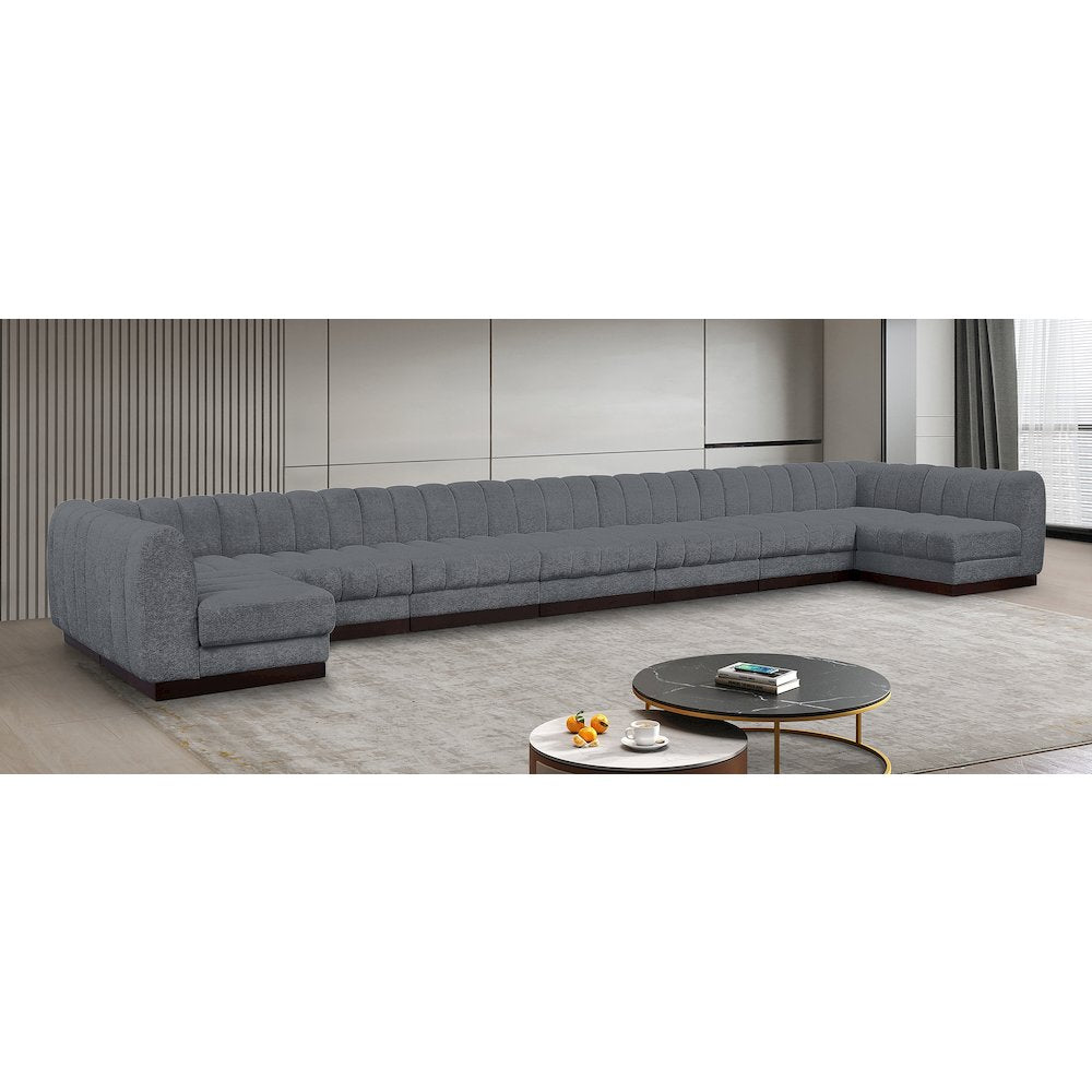 Quinn Grey Chenille Fabric Modular Sectional