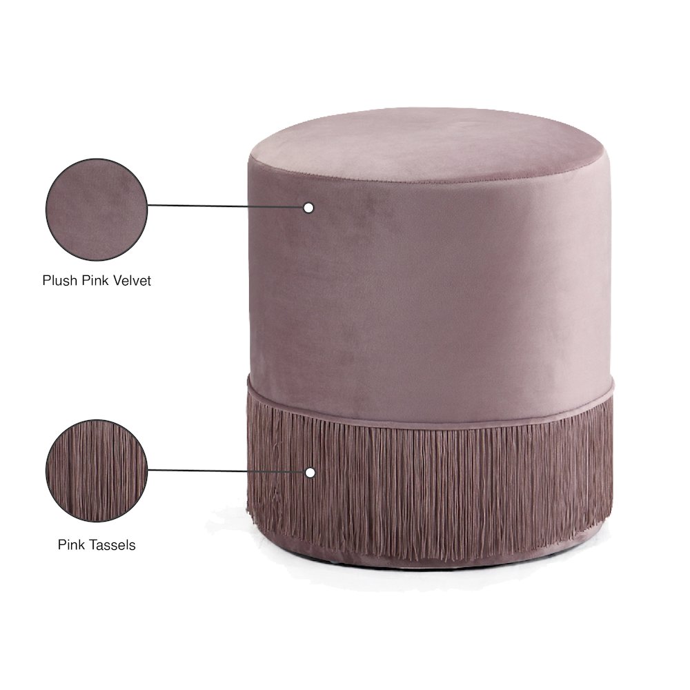 Teddy Pink Velvet Ottoman/Stool