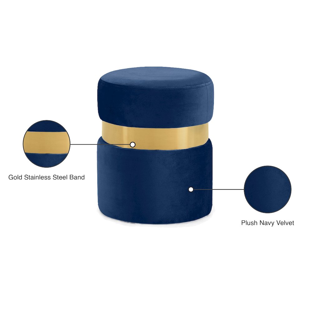Hailey Navy Velvet Ottoman/Stool