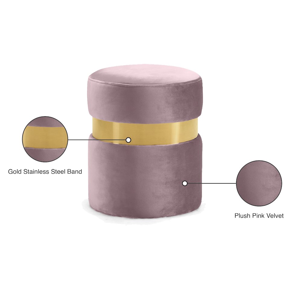 Hailey Pink Velvet Ottoman/Stool