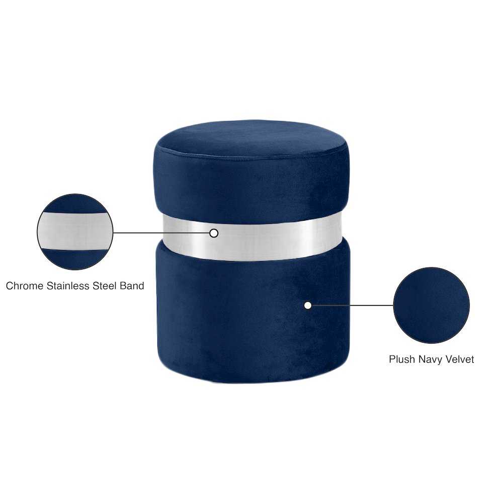 Hailey Navy Velvet Ottoman/Stool