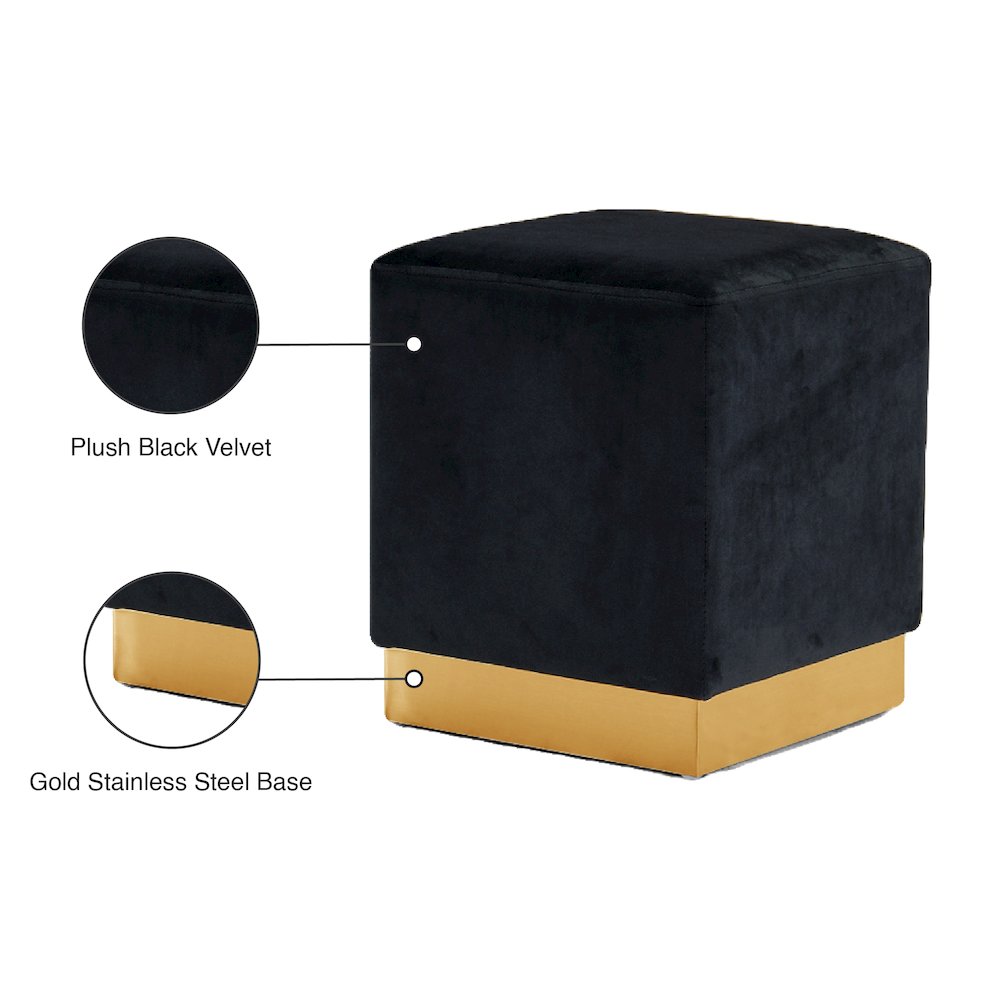 Jax Black Velvet Ottoman/Stool