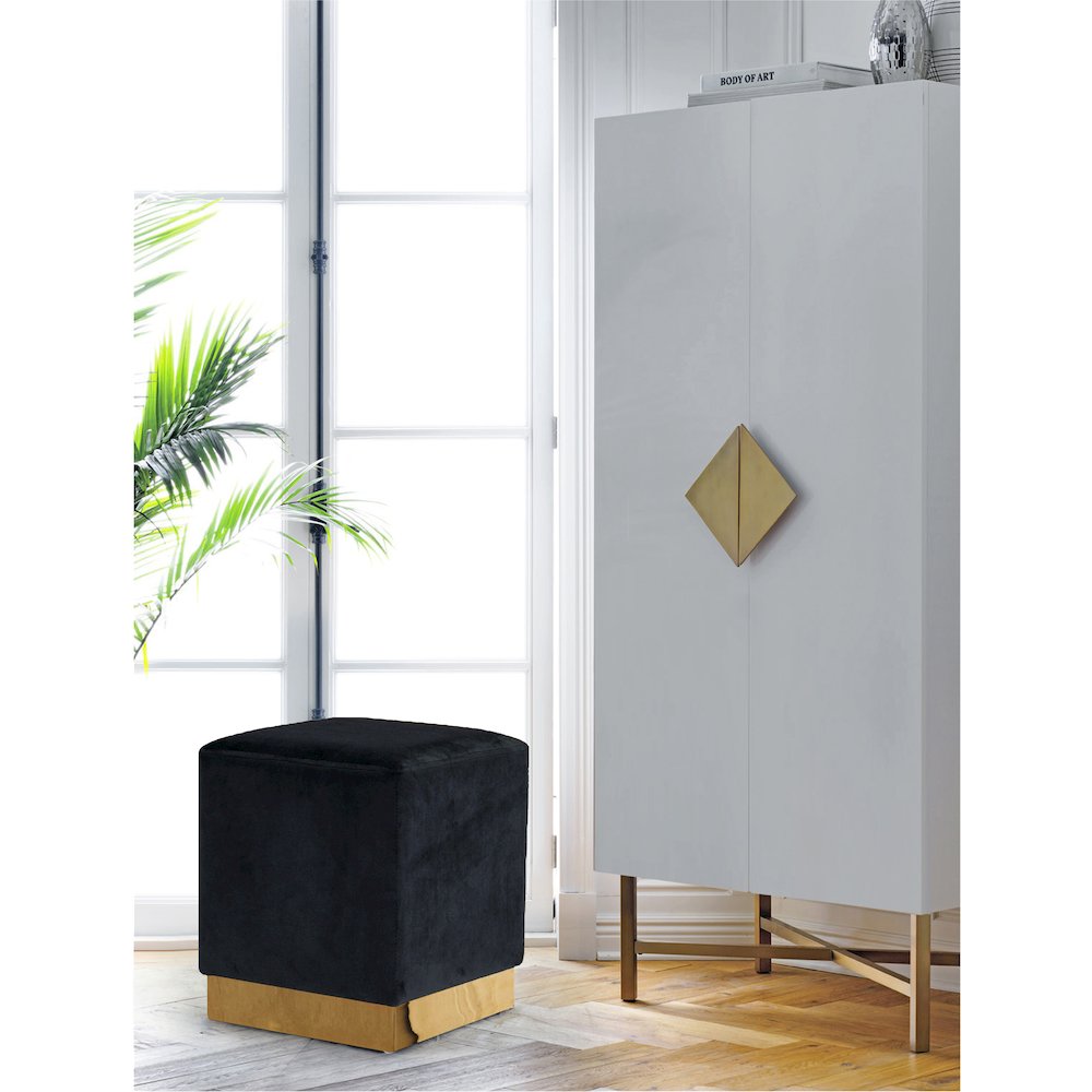 Jax Black Velvet Ottoman/Stool
