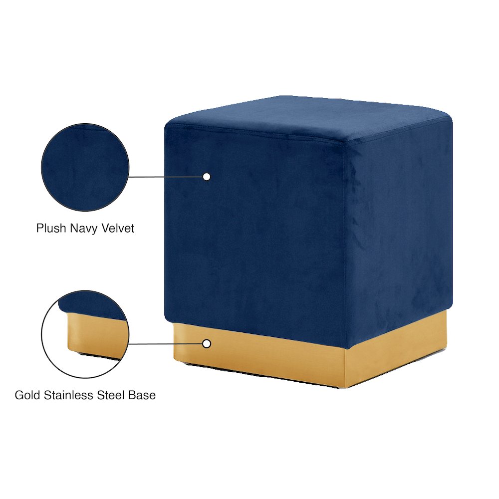 Jax Navy Velvet Ottoman/Stool