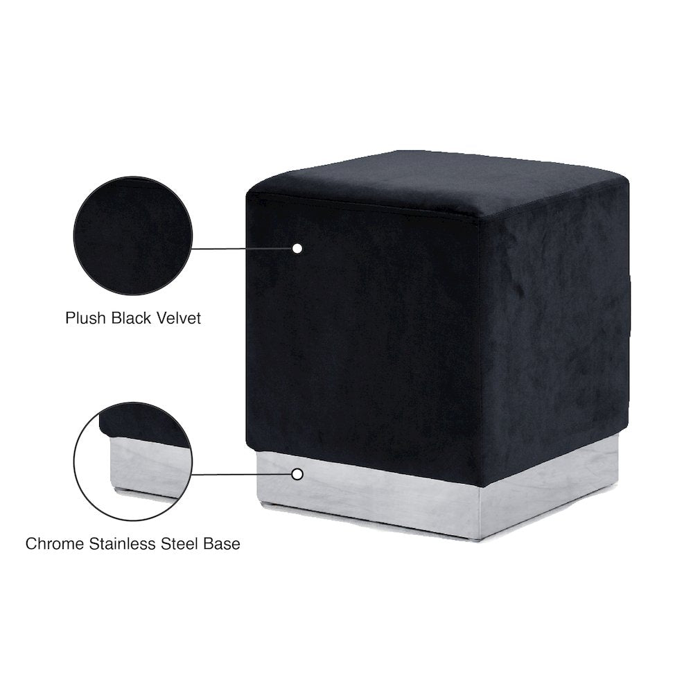 Jax Black Velvet Ottoman/Stool
