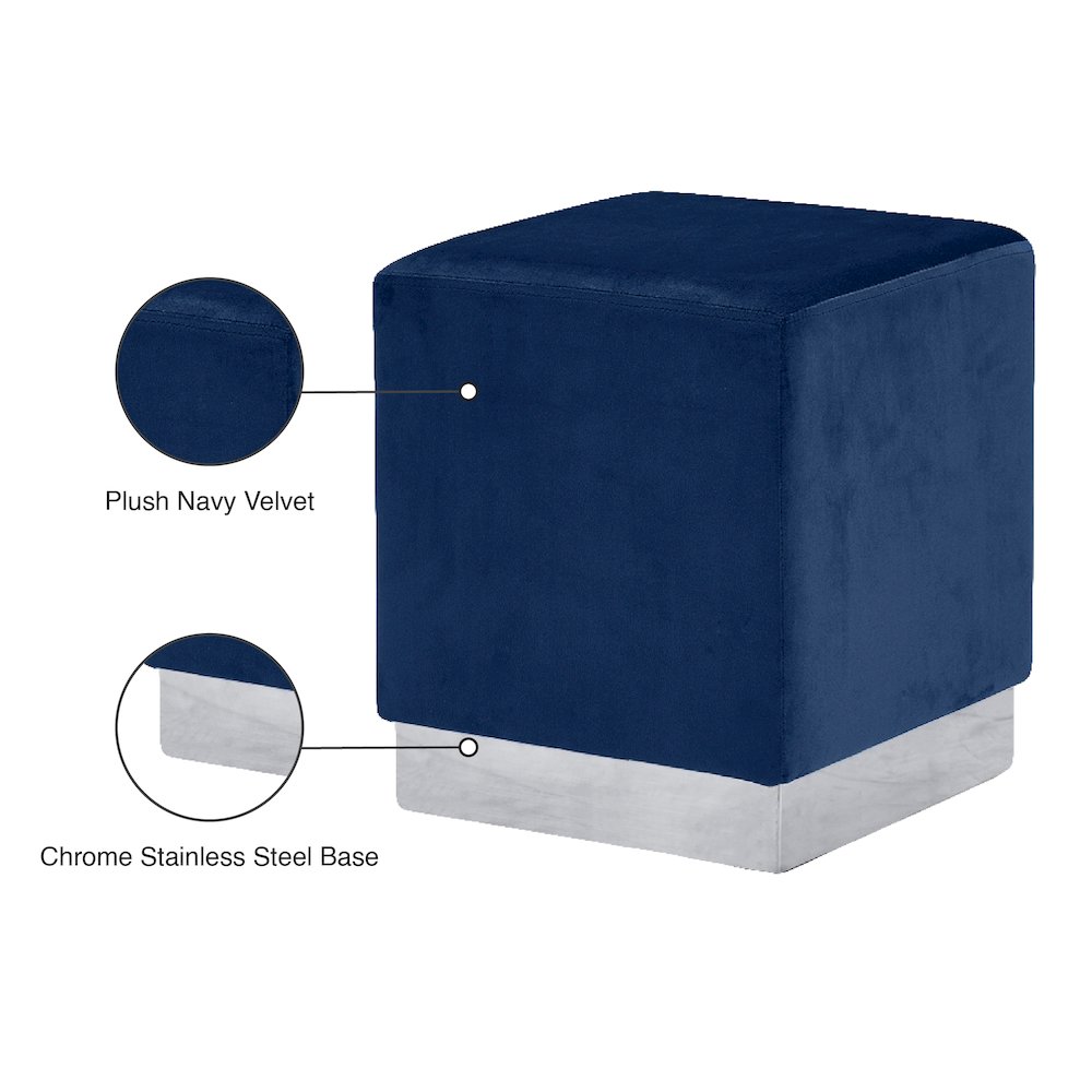 Jax Navy Velvet Ottoman/Stool