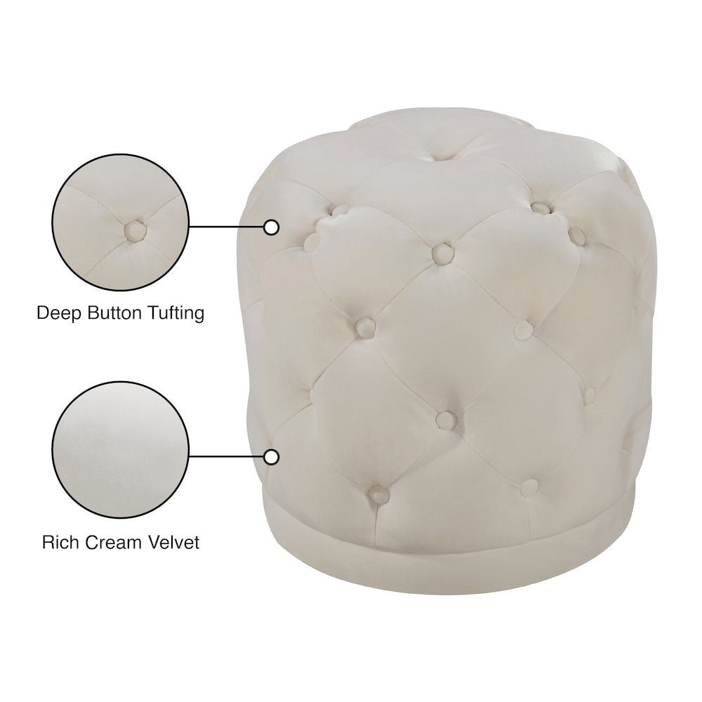 Harper Cream Velvet Ottoman/Stool