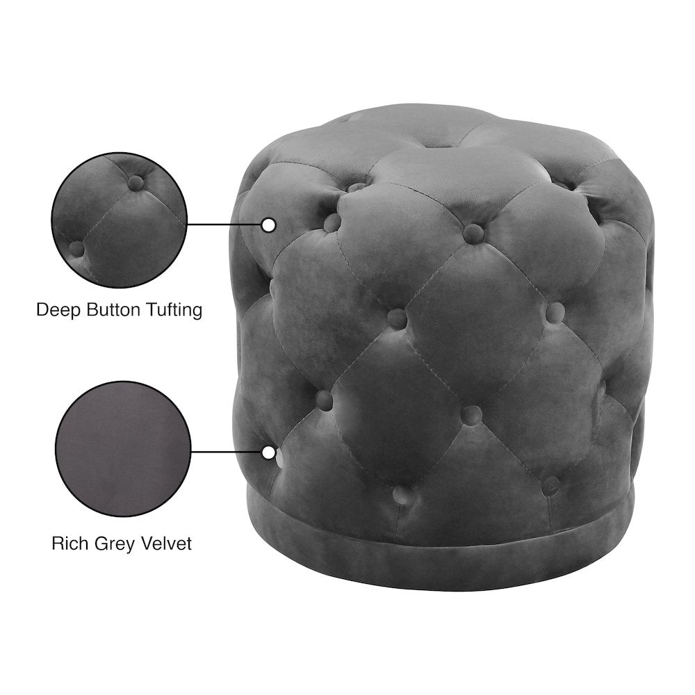 Harper Grey Velvet Ottoman/Stool