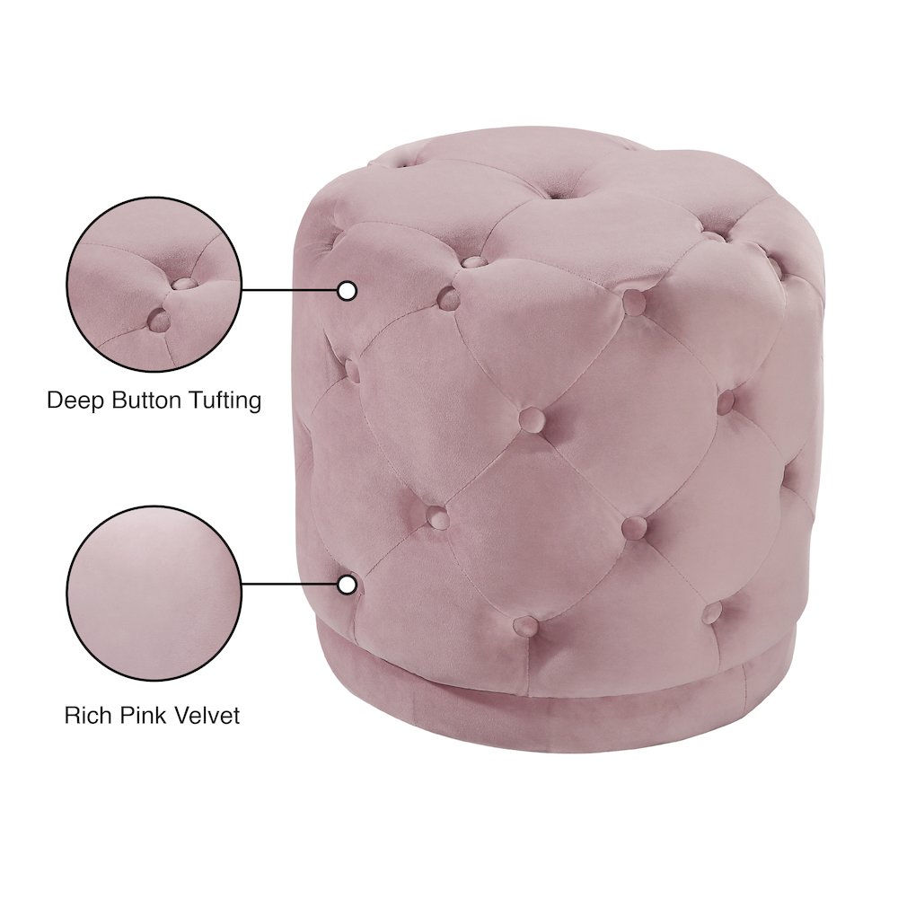 Harper Pink Velvet Ottoman/Stool