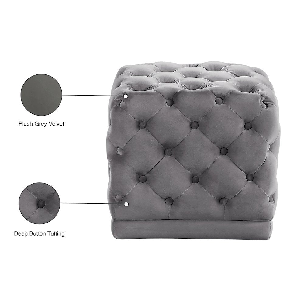 Stella Grey Velvet Ottoman/Stool
