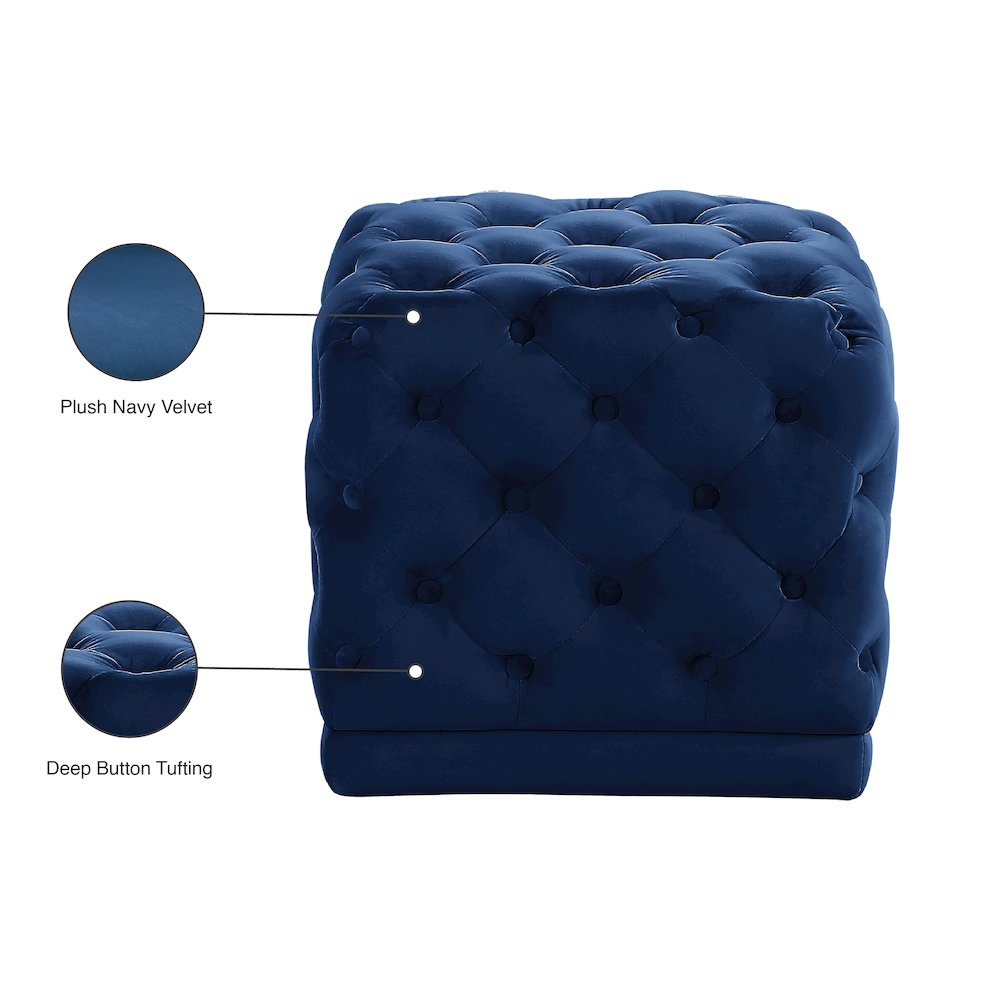 Stella Navy Velvet Ottoman/Stool