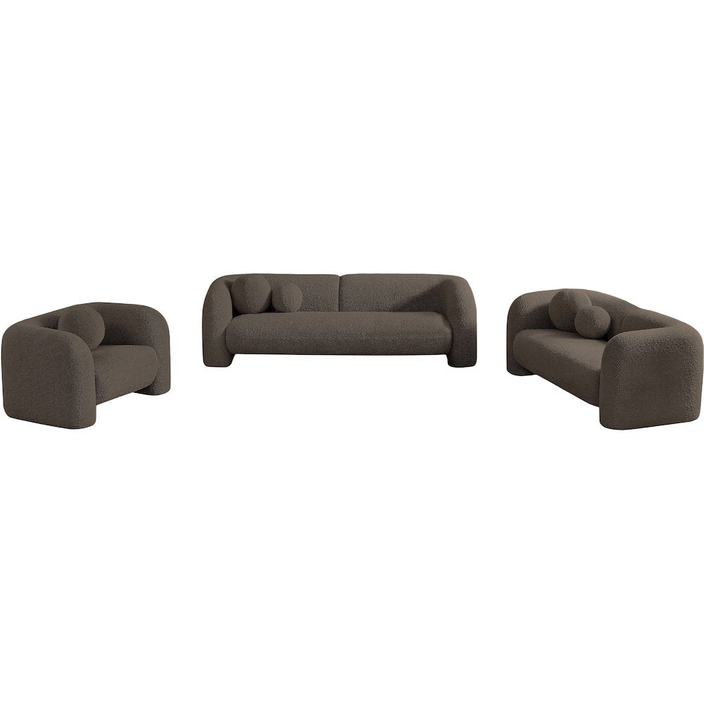 Emory Brown Boucle Fabric Loveseat