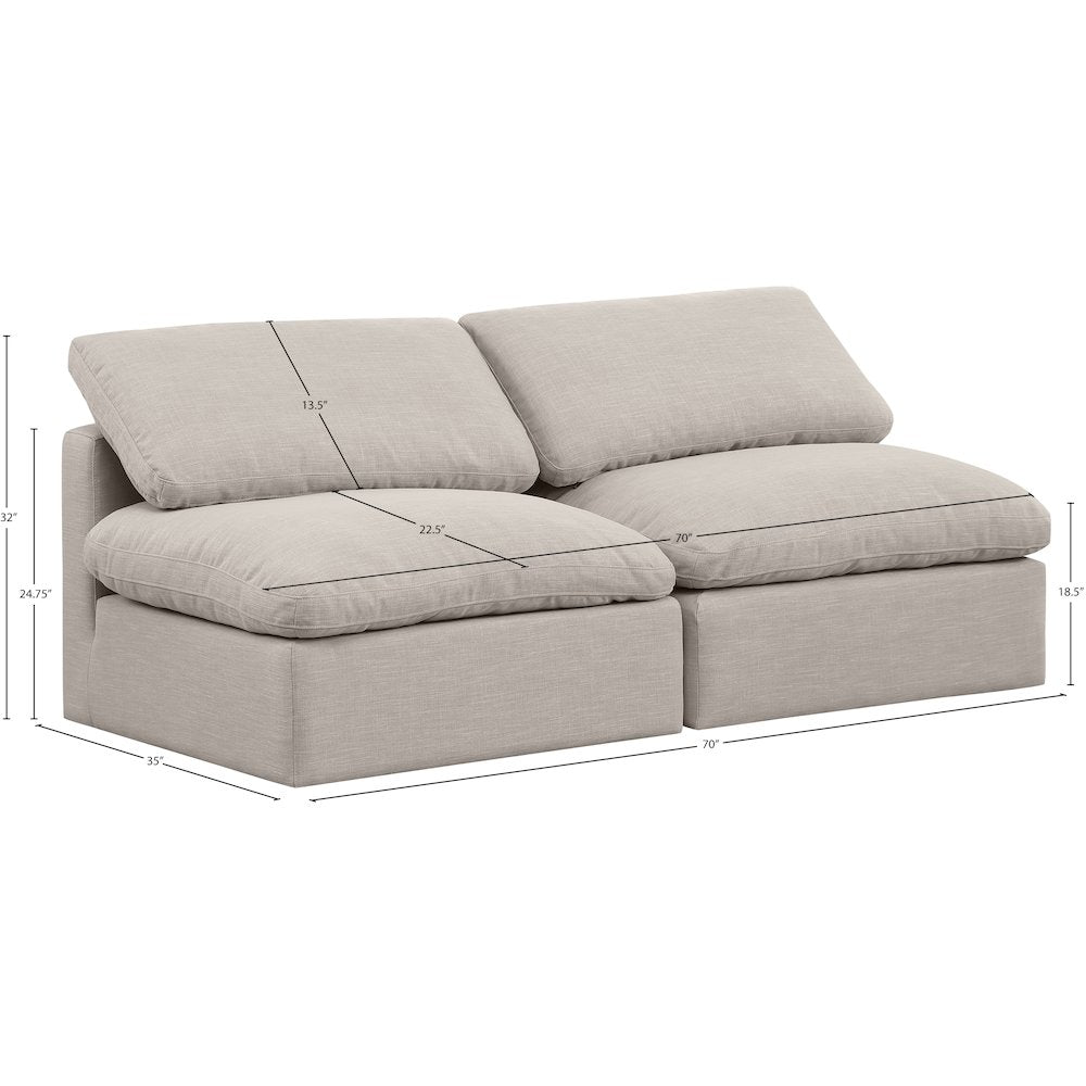 Indulge Beige Linen Textured Fabric Modular Sofa
