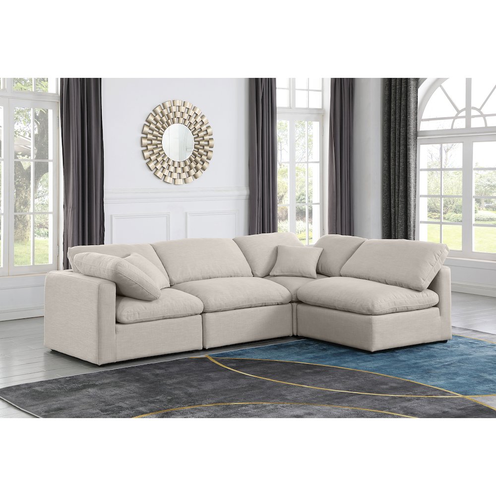 Indulge Beige Linen Textured Fabric Modular Sectional