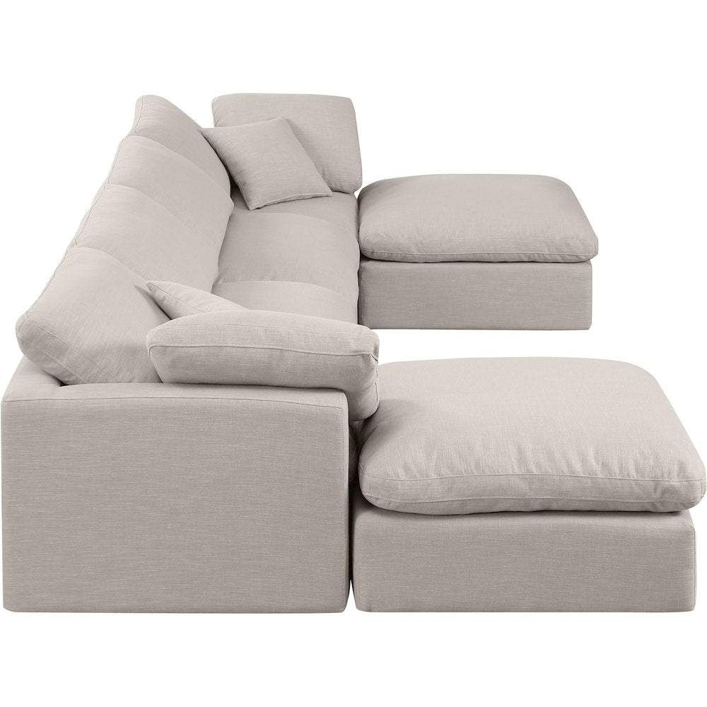 Indulge Beige Linen Textured Fabric Modular Sectional