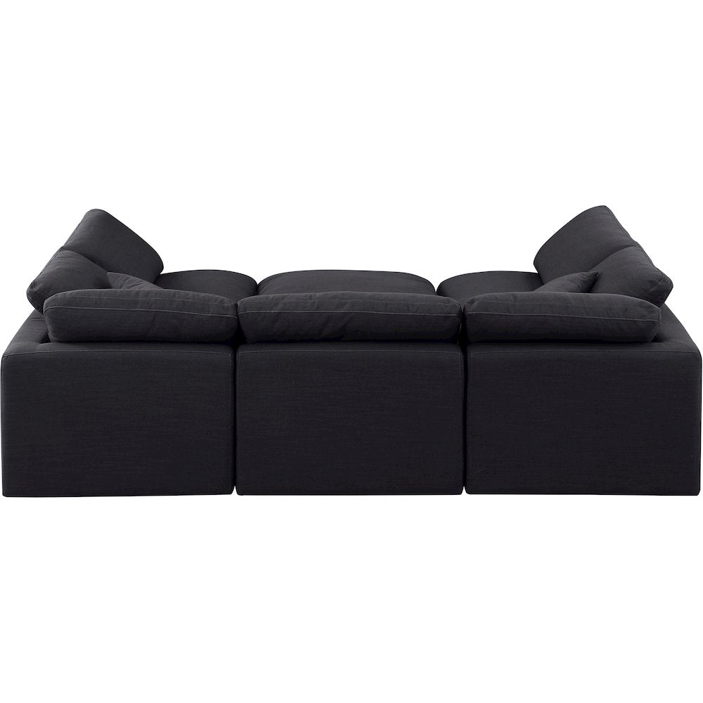 Indulge Black Linen Textured Fabric Modular Sectional