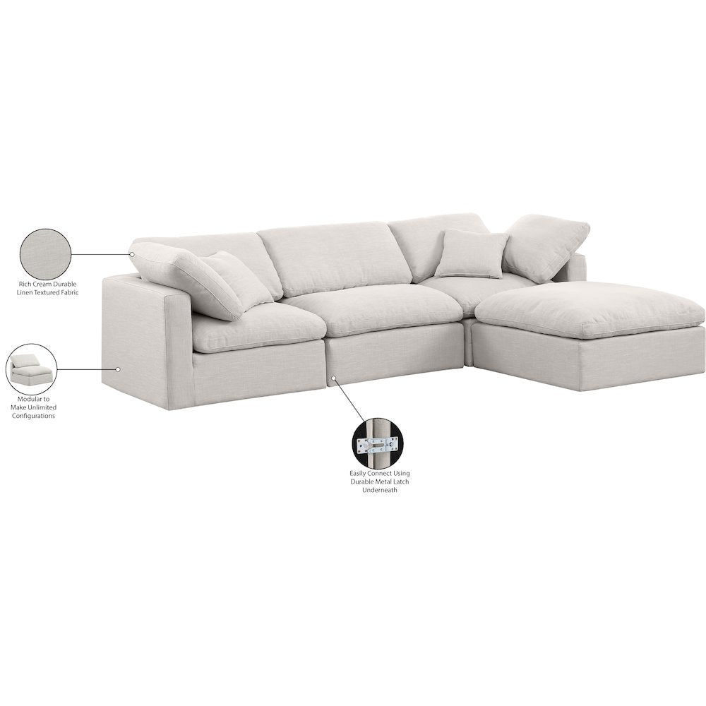 Indulge Cream Linen Textured Fabric Modular Sectional