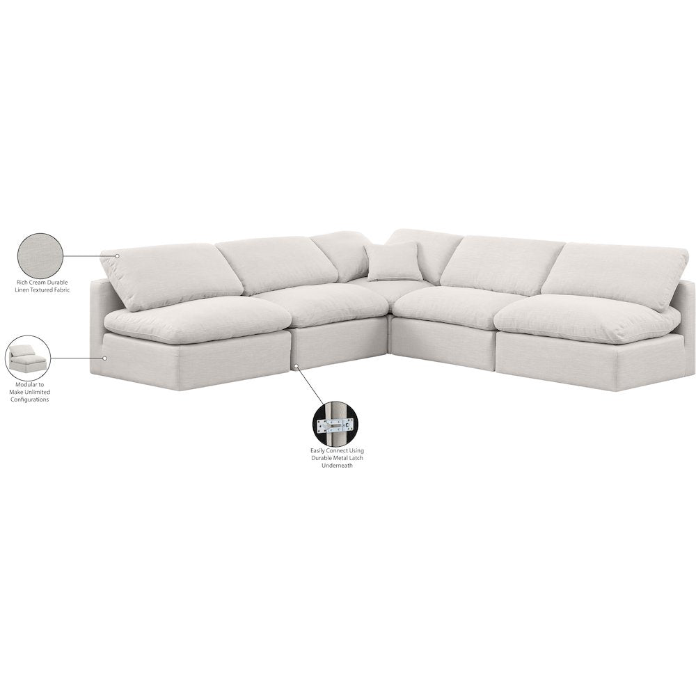 Indulge Cream Linen Textured Fabric Modular Sectional