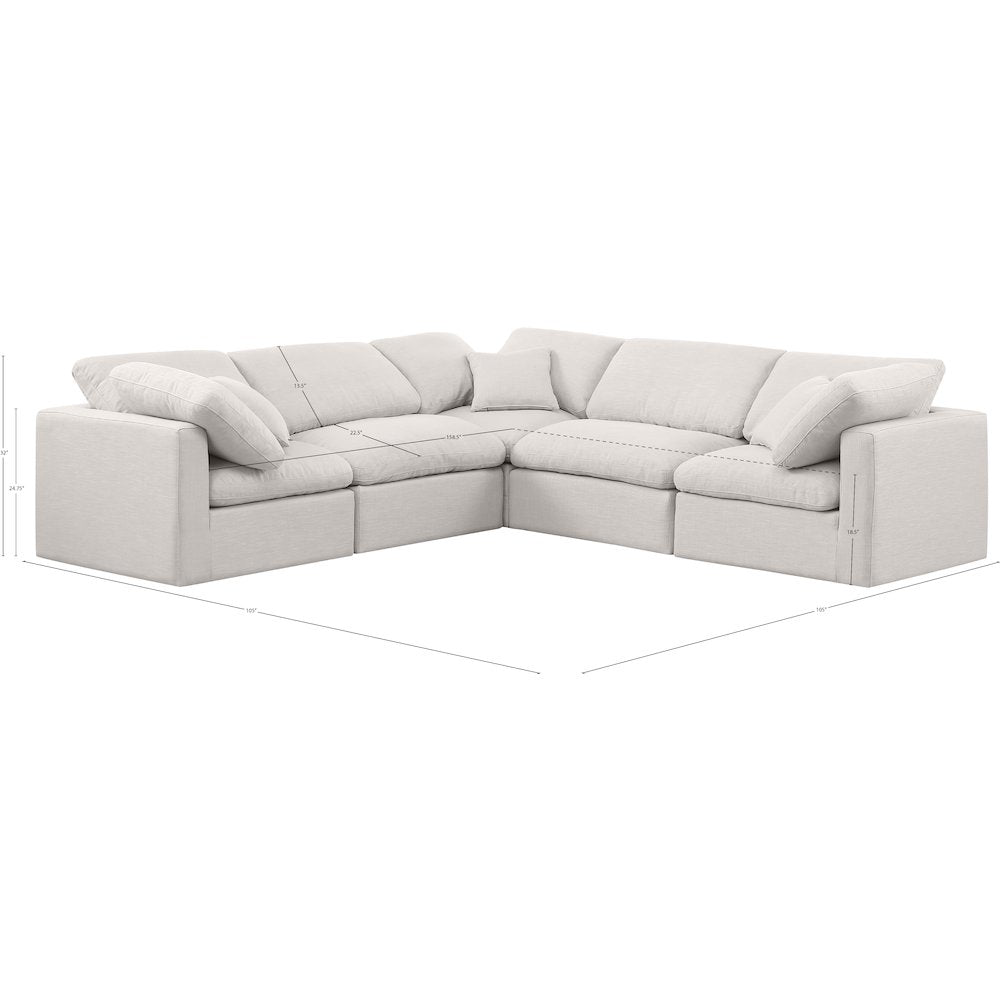 Indulge Cream Linen Textured Fabric Modular Sectional