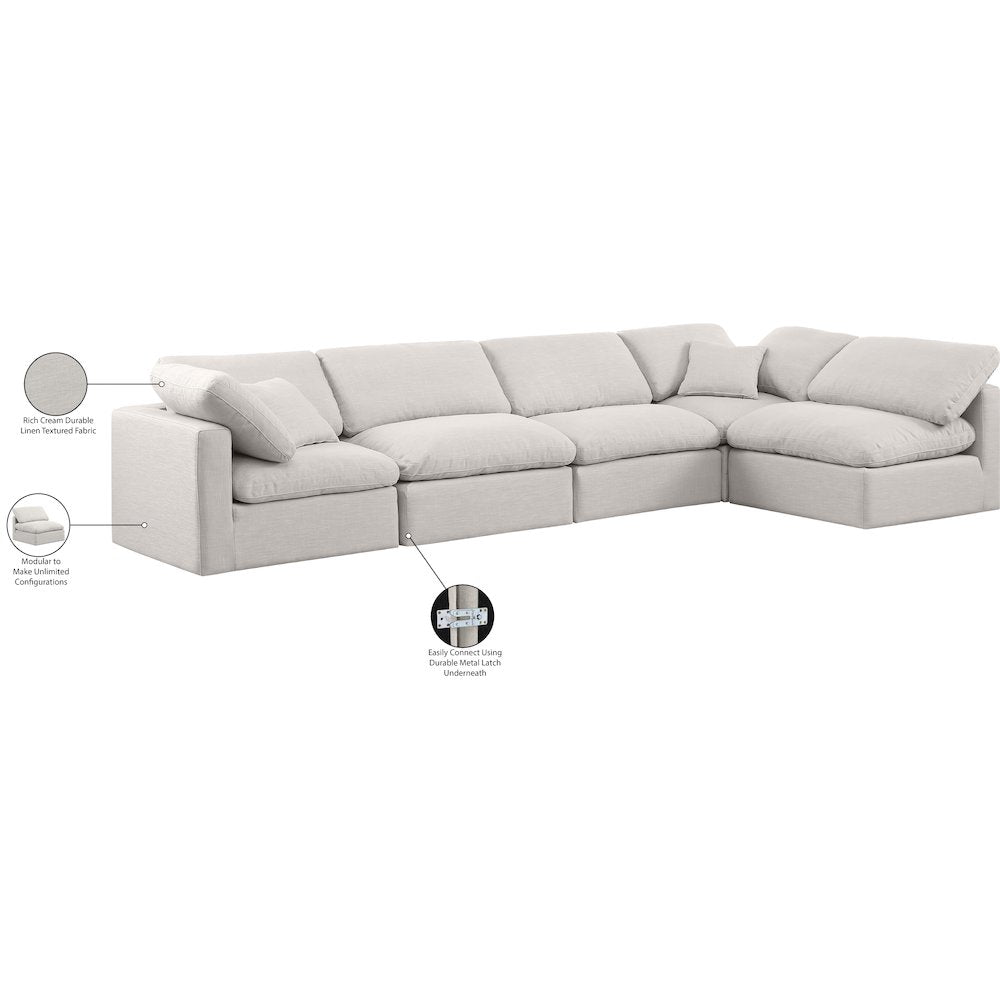 Indulge Cream Linen Textured Fabric Modular Sectional