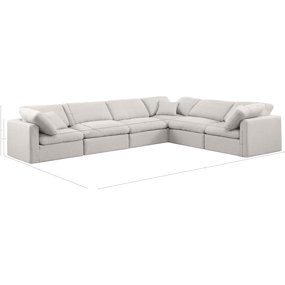 Indulge Cream Linen Textured Fabric Modular Sectional