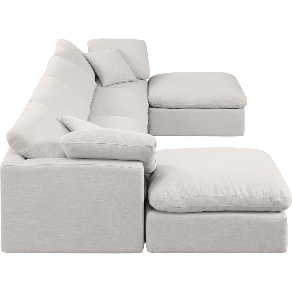 Indulge Cream Linen Textured Fabric Modular Sectional