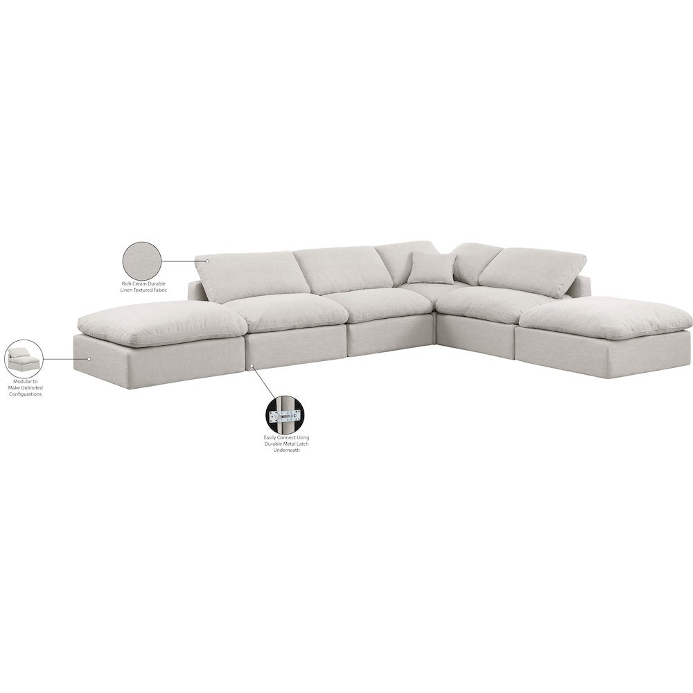 Indulge Cream Linen Textured Fabric Modular Sectional