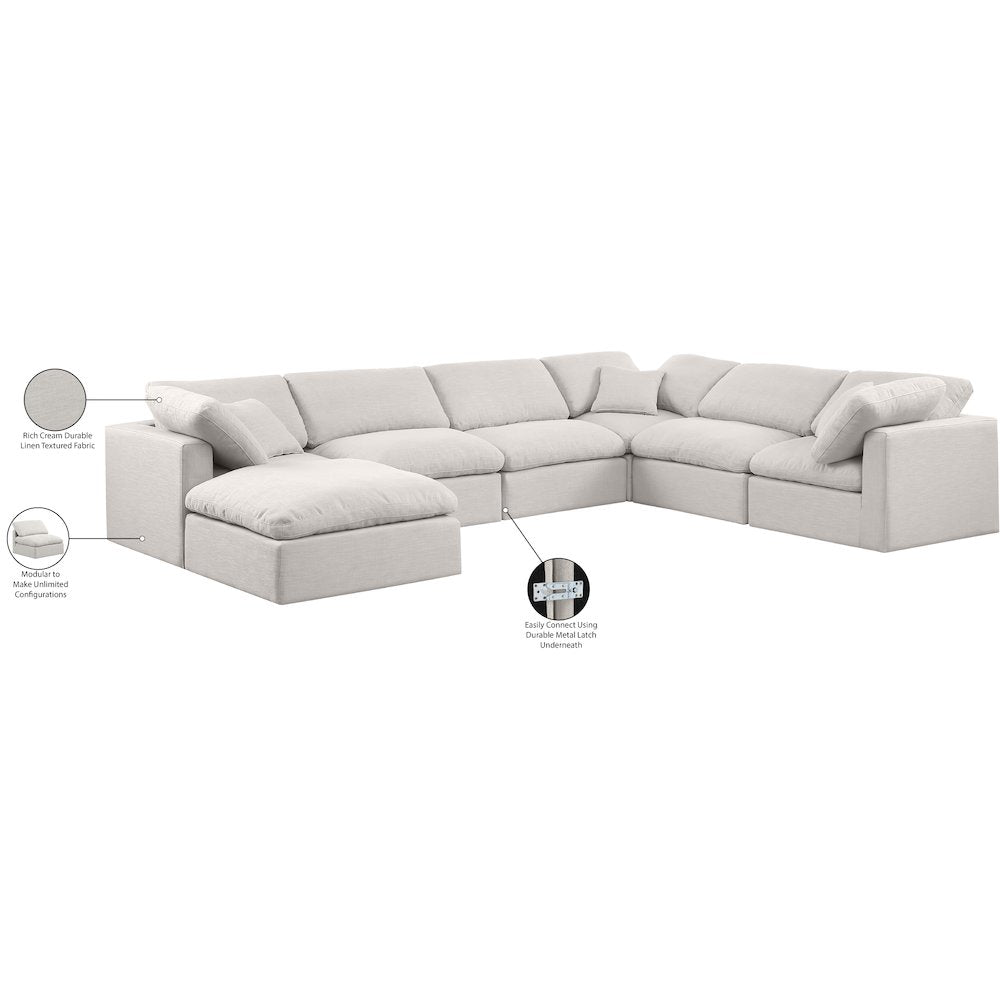 Indulge Cream Linen Textured Fabric Modular Sectional