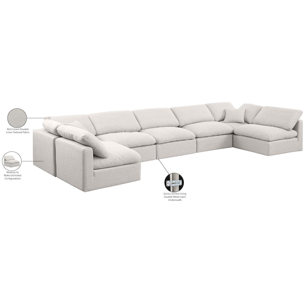 Indulge Cream Linen Textured Fabric Modular Sectional