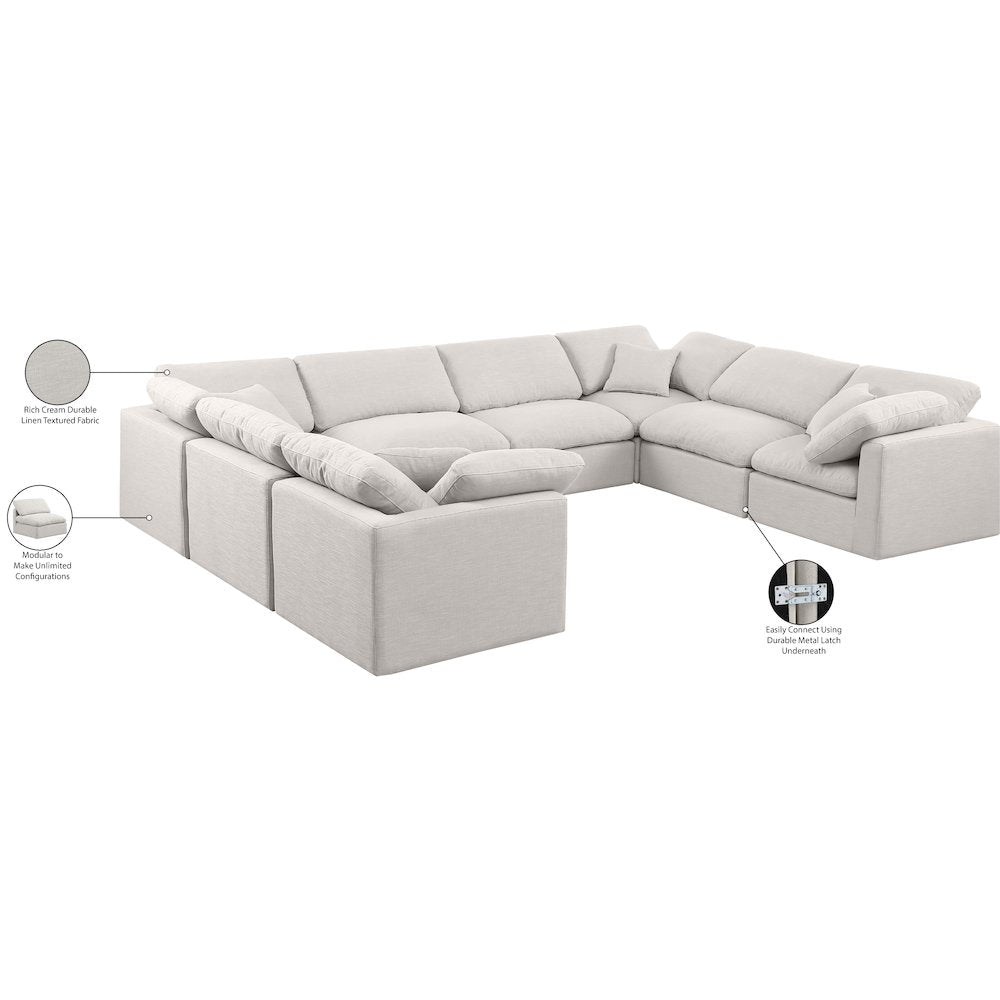 Indulge Cream Linen Textured Fabric Modular Sectional