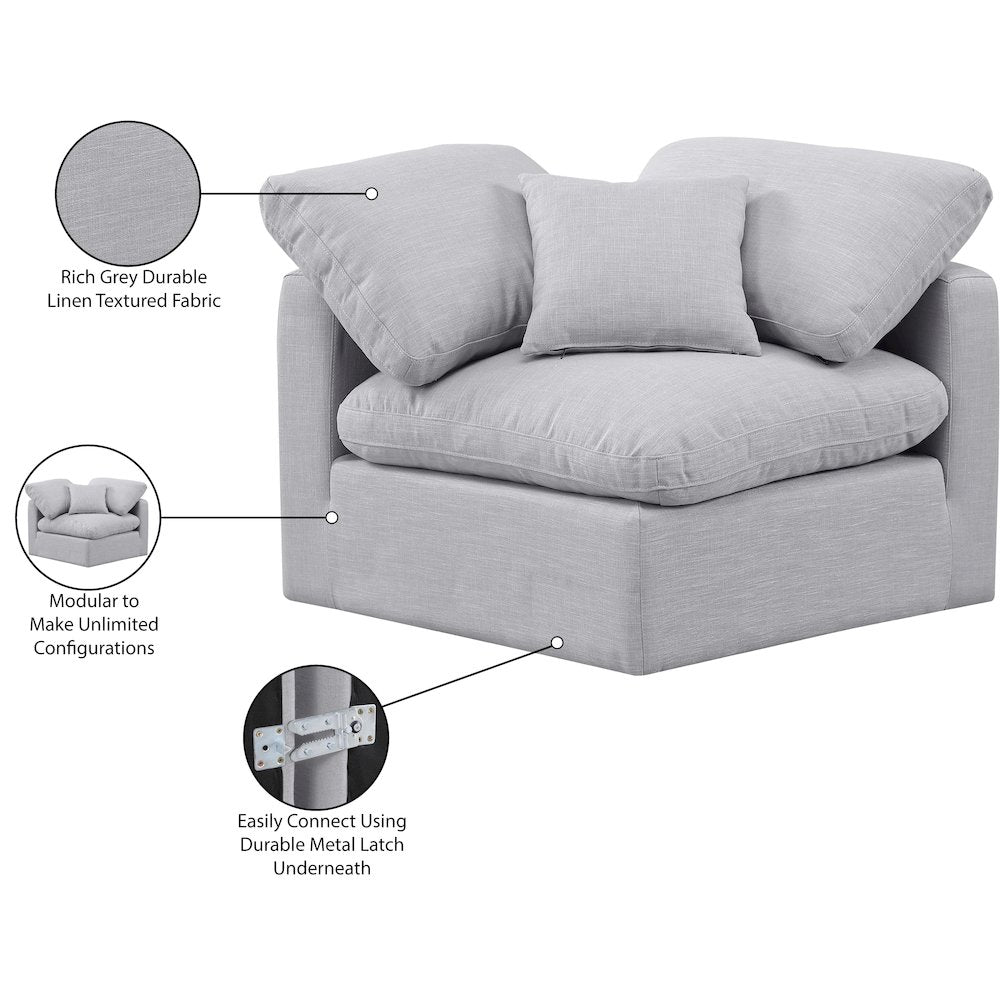 Indulge Grey Linen Textured Fabric Corner Chair