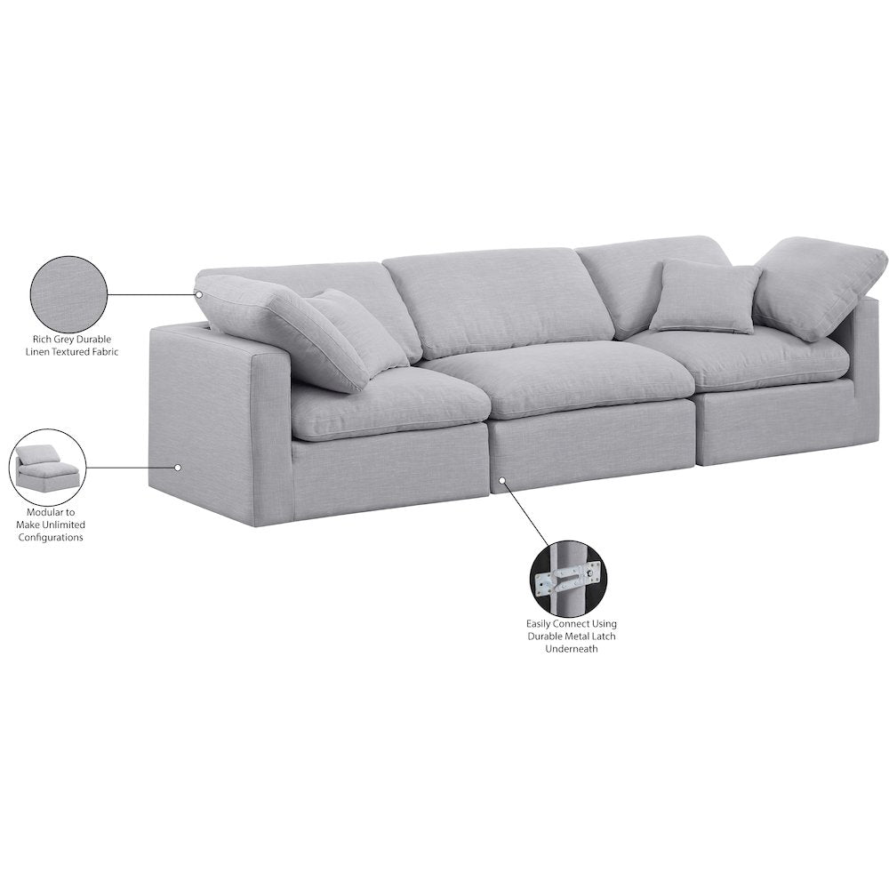 Indulge Grey Linen Textured Fabric Modular Sofa