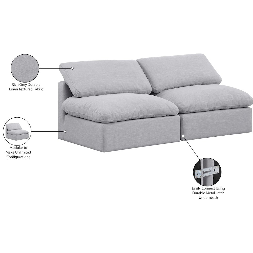 Indulge Grey Linen Textured Fabric Modular Sofa