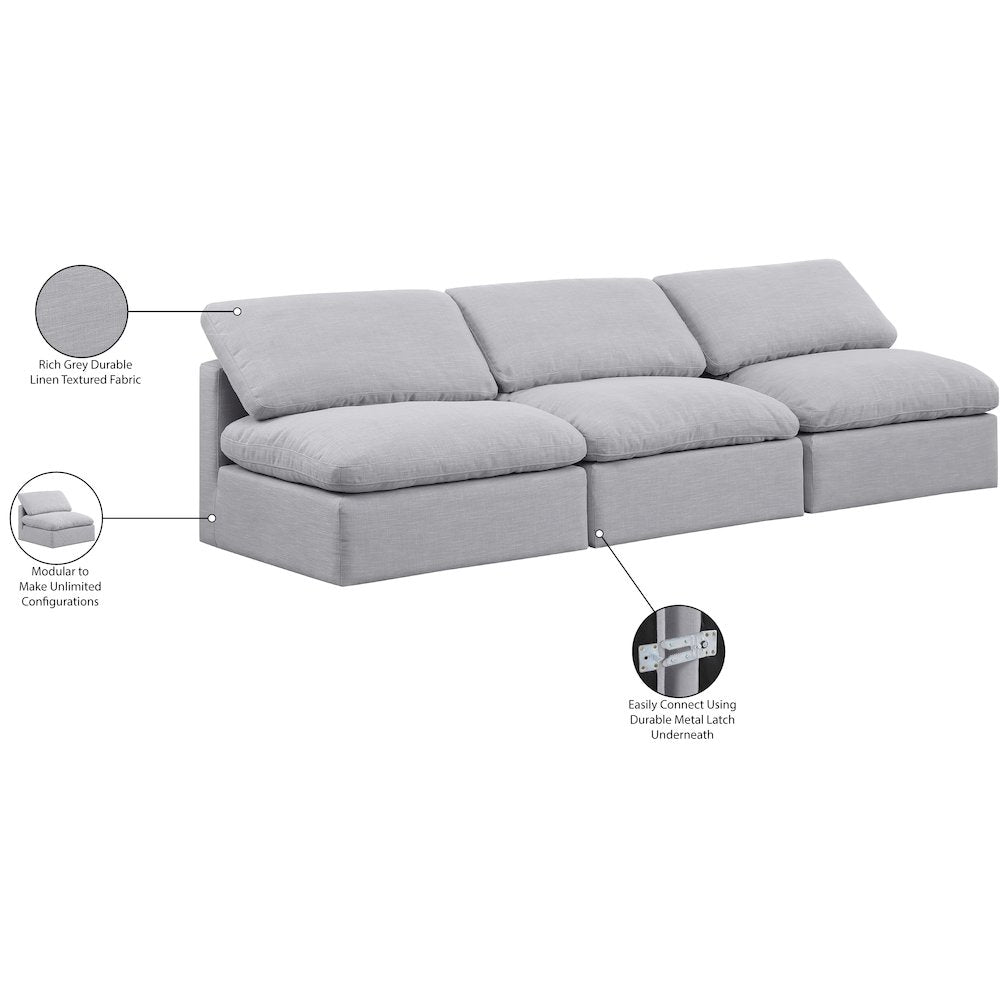 Indulge Grey Linen Textured Fabric Modular Sofa