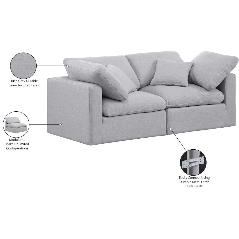 Indulge Grey Linen Textured Fabric Modular Sofa