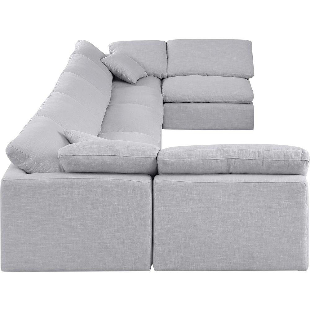 Indulge Grey Linen Textured Fabric Modular Sectional