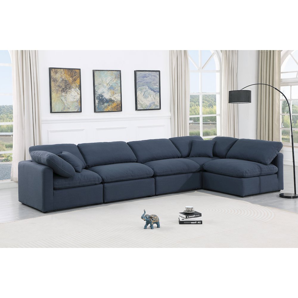 Indulge Navy Linen Textured Fabric Modular Sectional