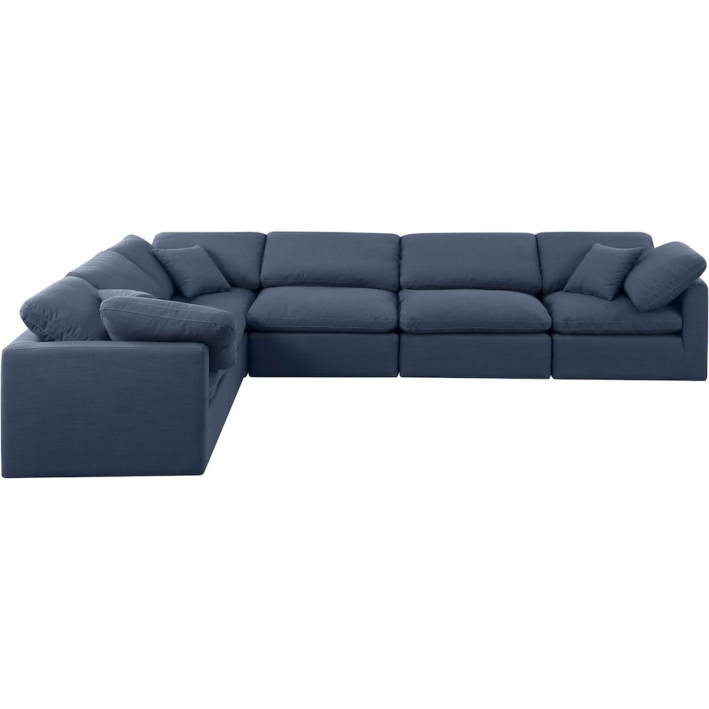 Indulge Navy Linen Textured Fabric Modular Sectional